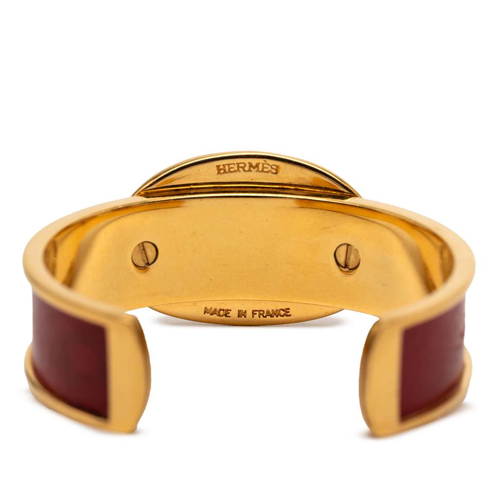 Hermès Gold Plated and Leather Chaine d Ancre Cuff Bracelet - 4