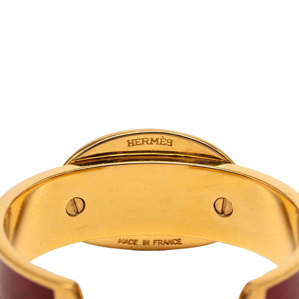 Hermès Gold Plated and Leather Chaine d Ancre Cuff Bracelet - 5