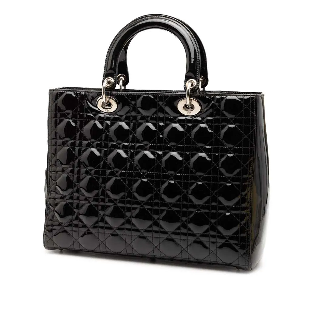 Dior Large Patent Cannage Lady Dior Black Leather Very good - Back View