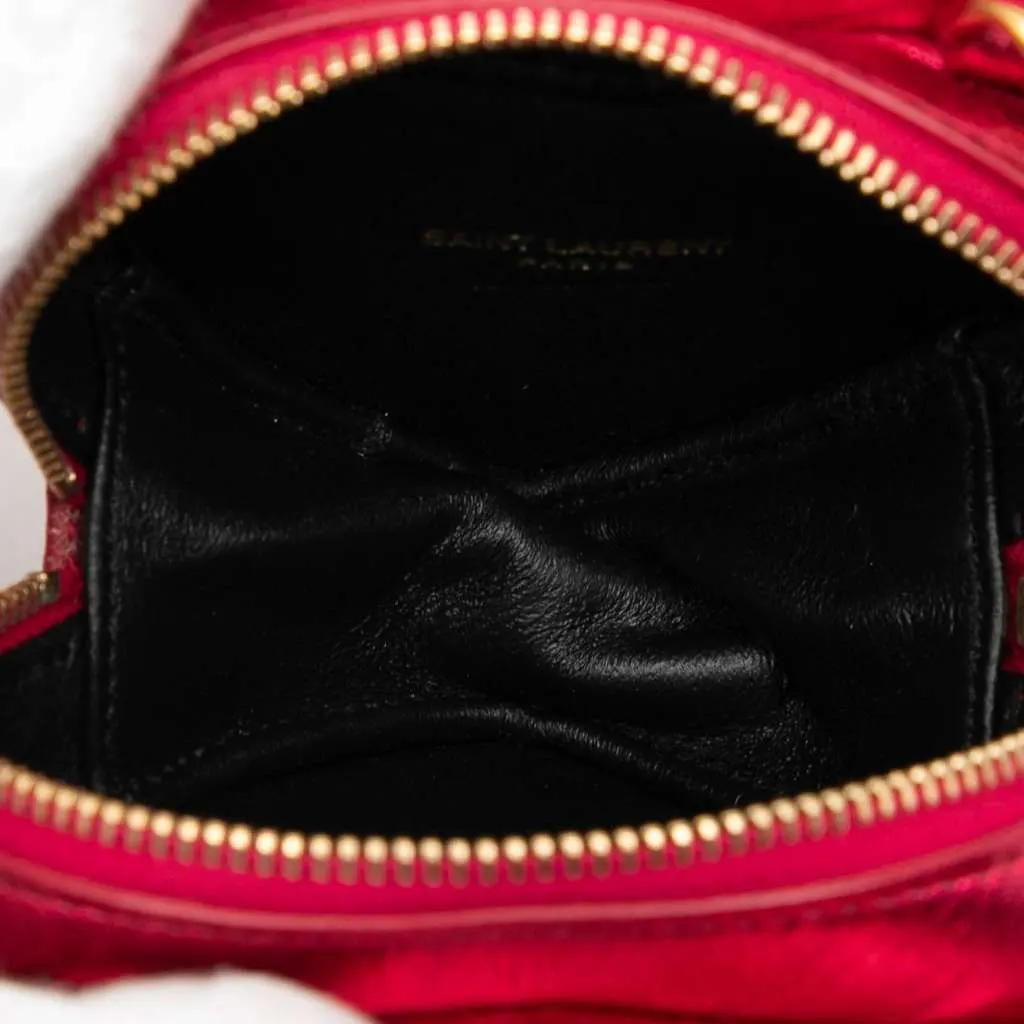 Saint Laurent Mini Metallic Leather Chevron Monogram Love Heart Chain Bag Pink Leather Very good - Model View