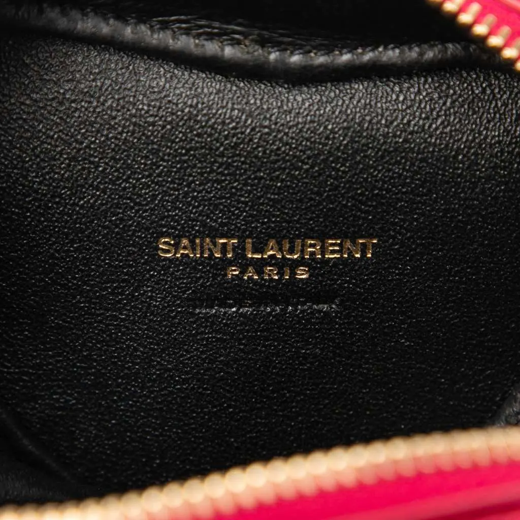 Saint Laurent Mini Metallic Leather Chevron Monogram Love Heart Chain Bag Pink Leather Very good - Box View