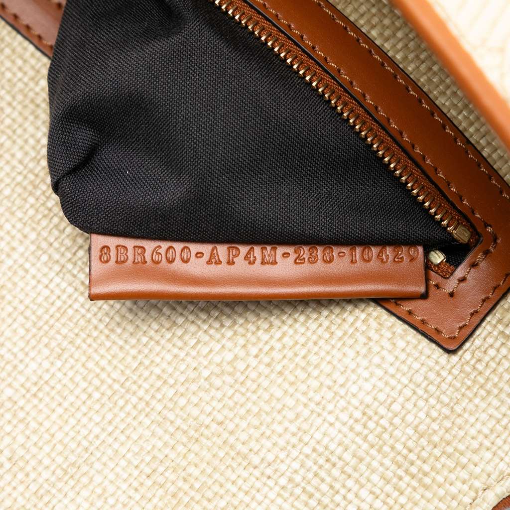 Fendi Zucca Embroidered Raffia Baguette Satchel - 5