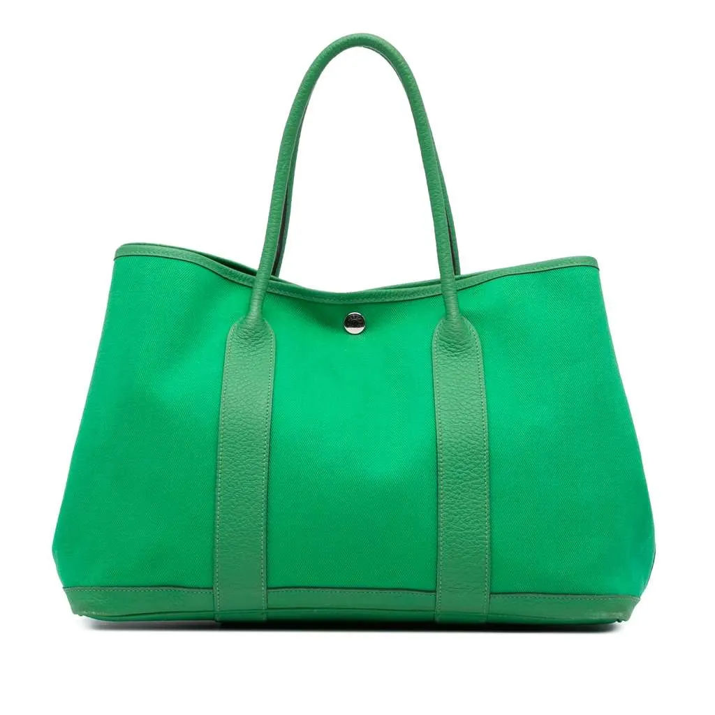 Hermès Toile and Negonda Garden Party 36 Green Canvas Very good - Front View