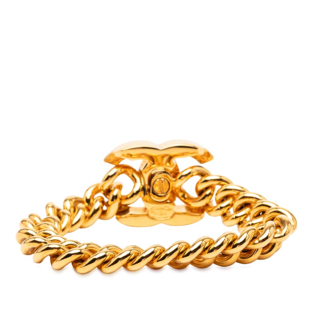 Chanel Gold Plated CC Turn Lock Bracelet - 3