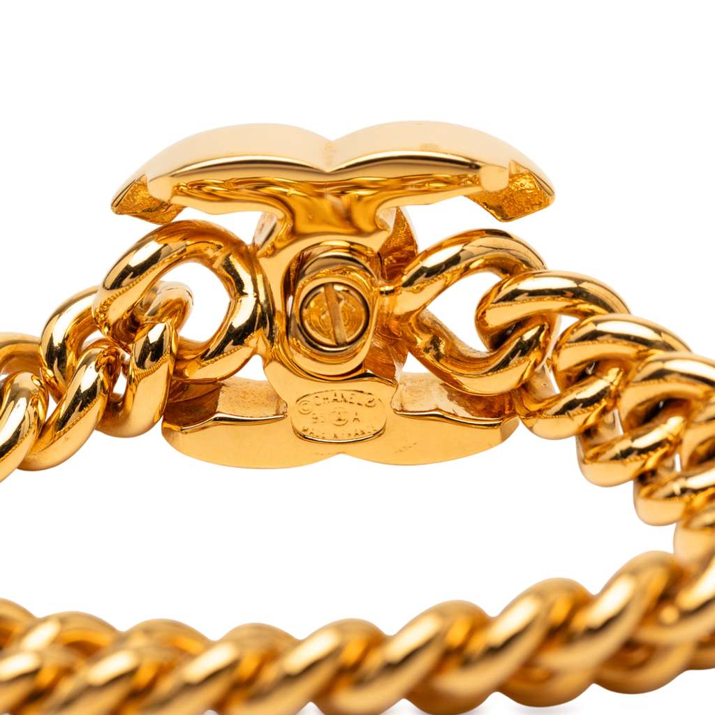 Chanel Gold Plated CC Turn Lock Bracelet - 4