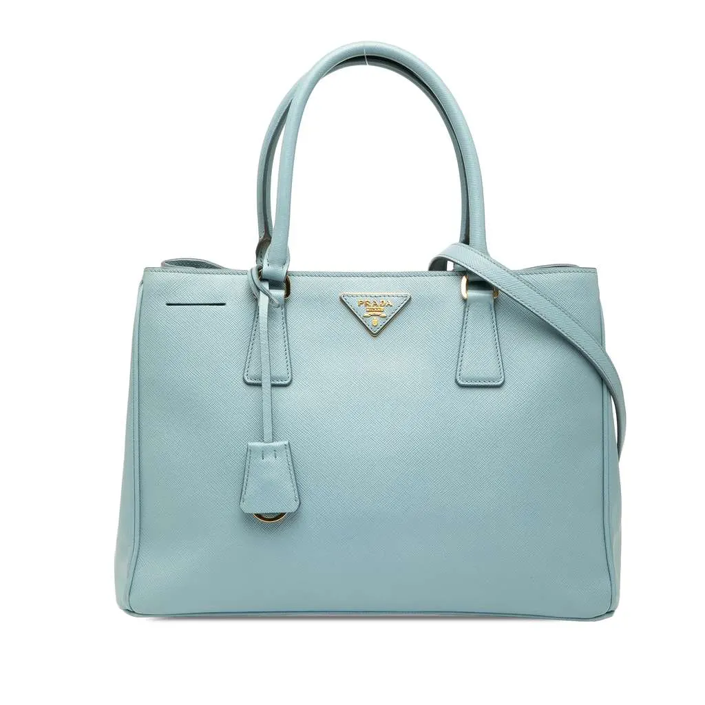 Prada Medium Saffiano Lux Galleria Satchel Blue Leather Very good - Front View