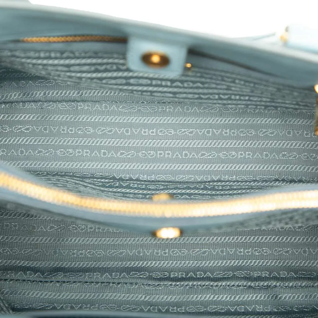 Prada Medium Saffiano Lux Galleria Satchel Blue Leather Very good - Model View