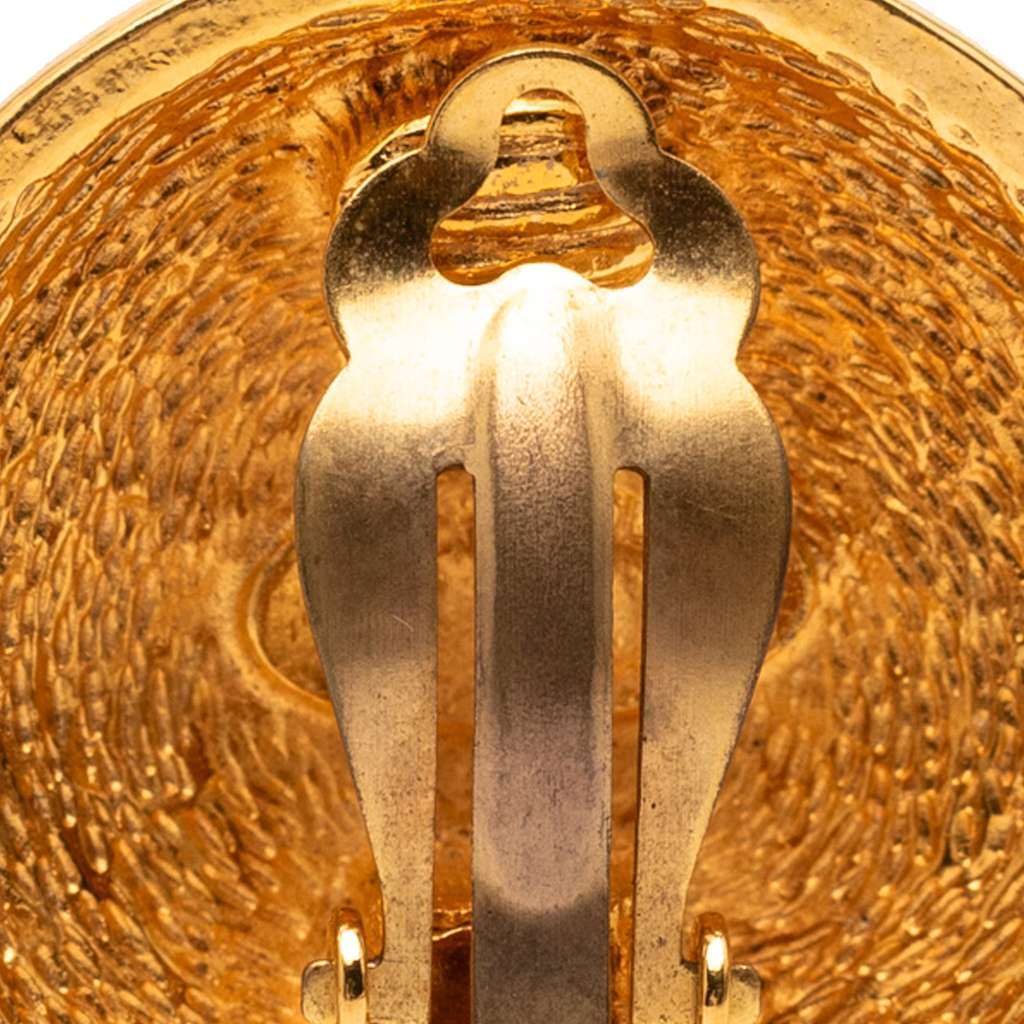 Chanel Gold Plated CC Quilted Round Clip On Earrings - 5