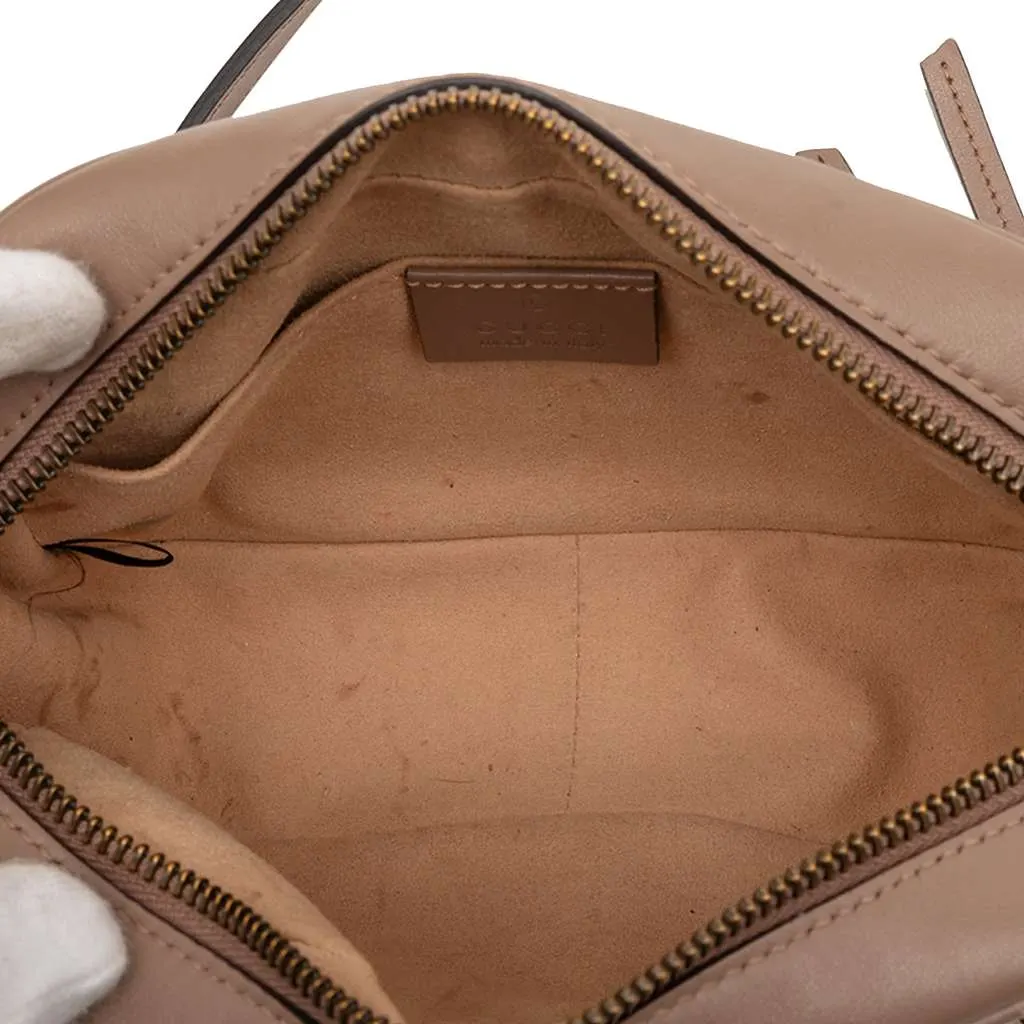 Gucci Mini GG Marmont Matelasse Leather Crossbody Brown Leather Very good - Model View