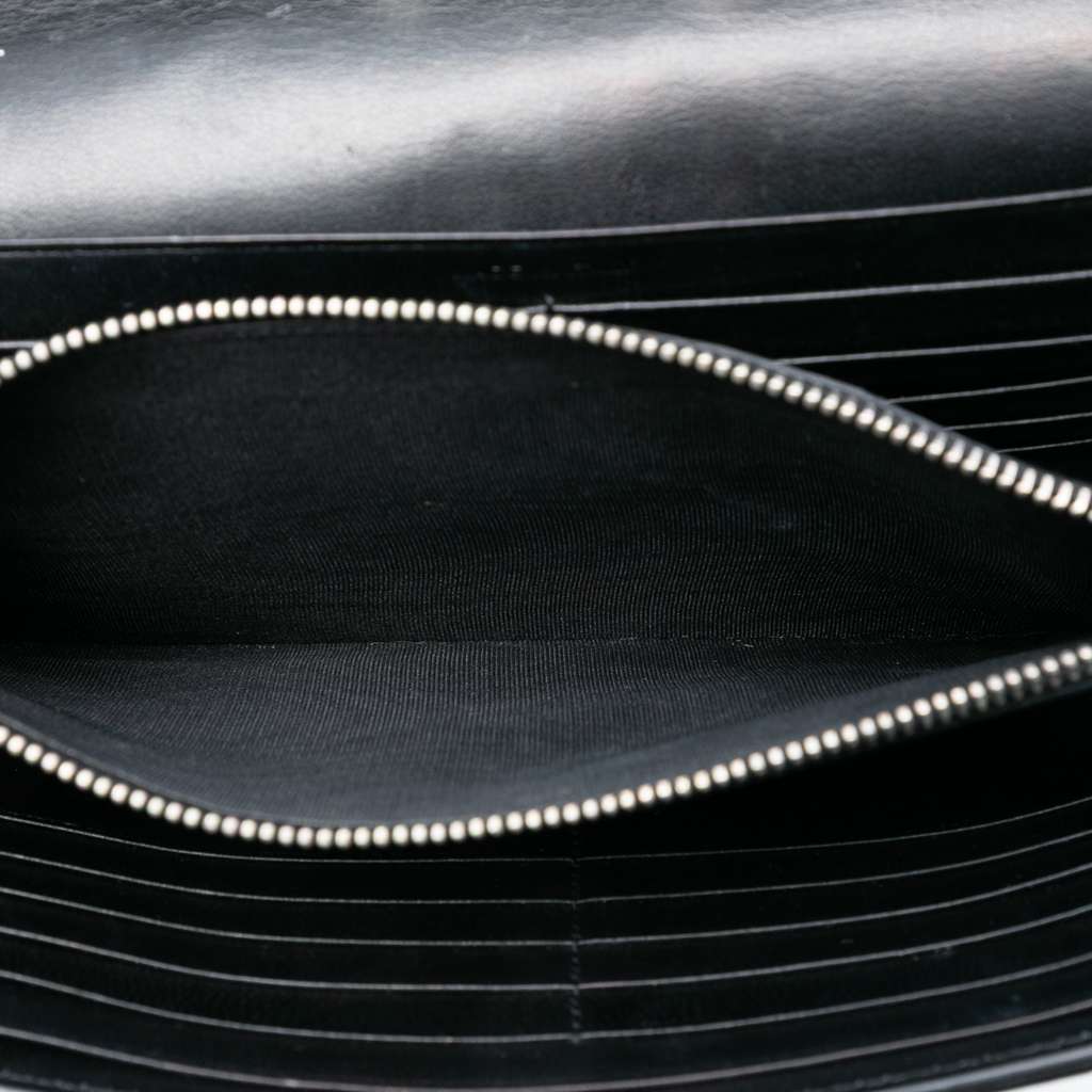 Saint Laurent Croc Embossed Leather Wallet On Chain - 4