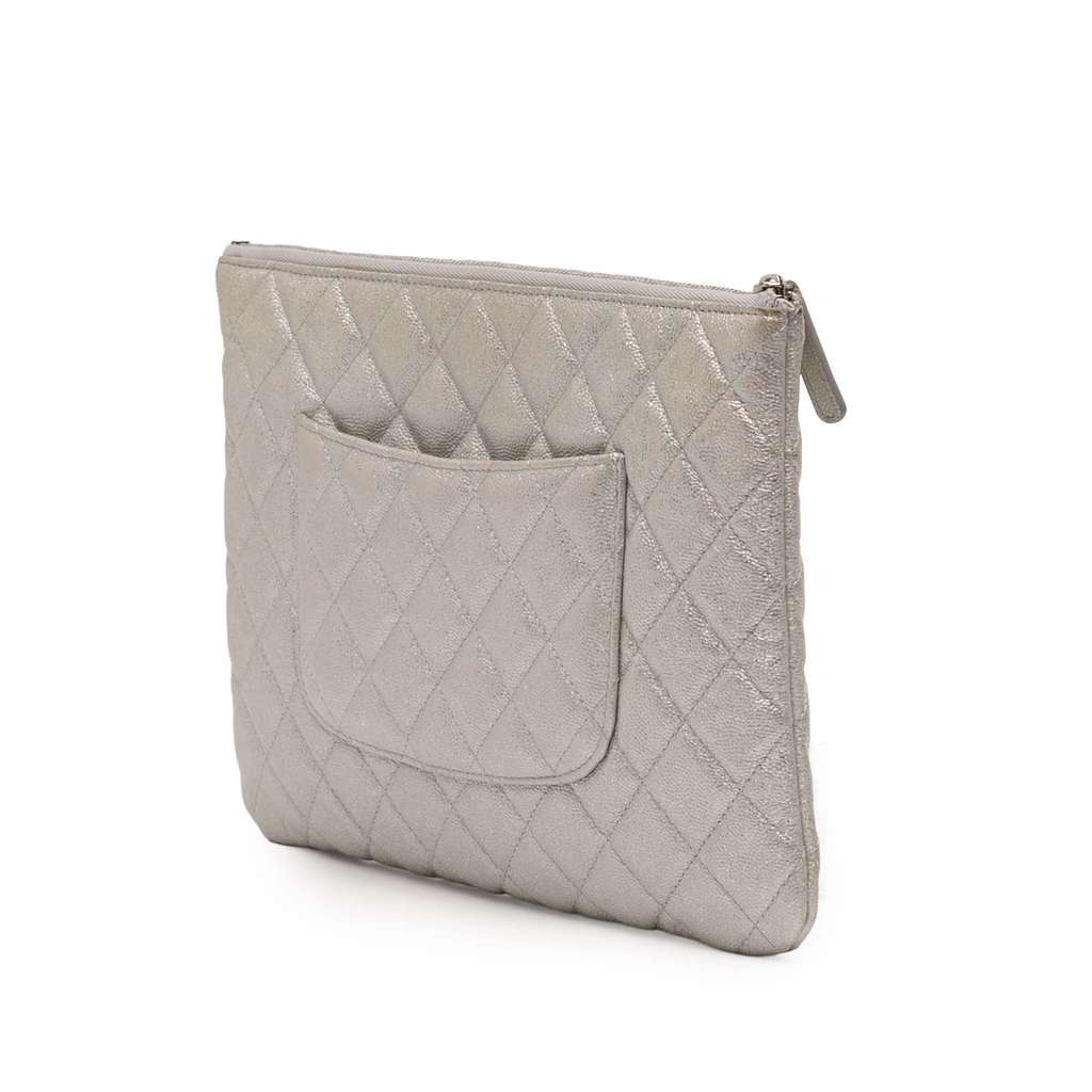Chanel Medium Quilted Metallic Caviar O Case Clutch - 2