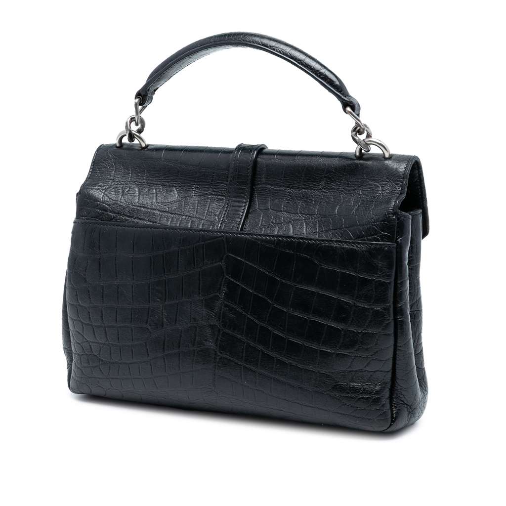Saint Laurent Medium Croc Embossed Leather College Satchel - 2