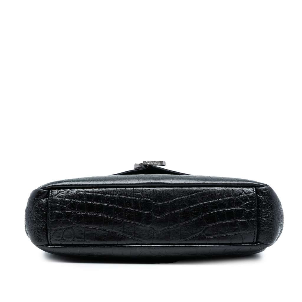 Saint Laurent Medium Croc Embossed Leather College Satchel - 3