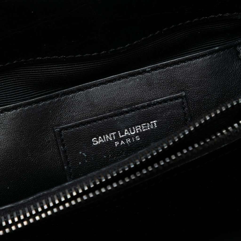 Saint Laurent Medium Croc Embossed Leather College Satchel - 5