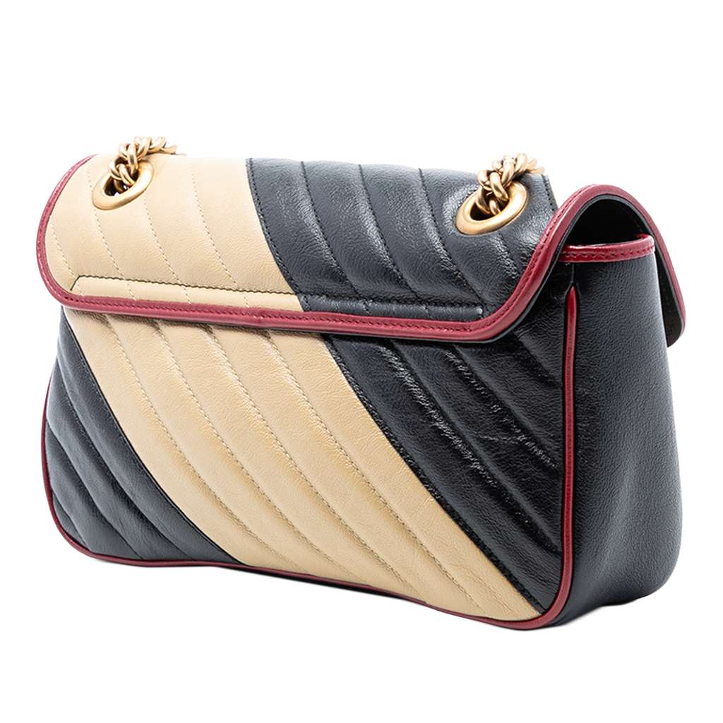Gucci Medium GG Marmont Bicolor Matelasse Diagonal Leather Torchon Shoulder Bag - 2