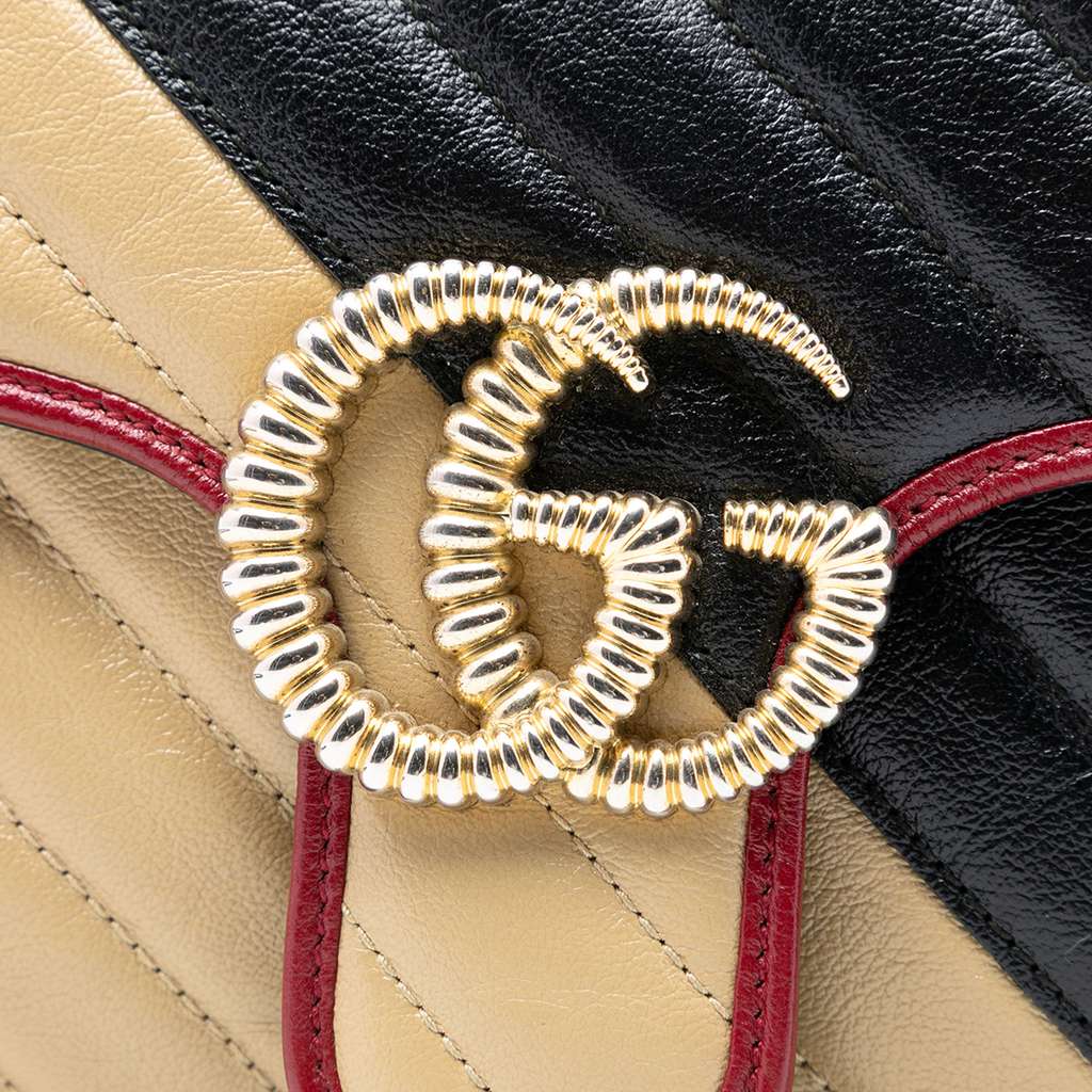 Gucci Medium GG Marmont Bicolor Matelasse Diagonal Leather Torchon Shoulder Bag - 5