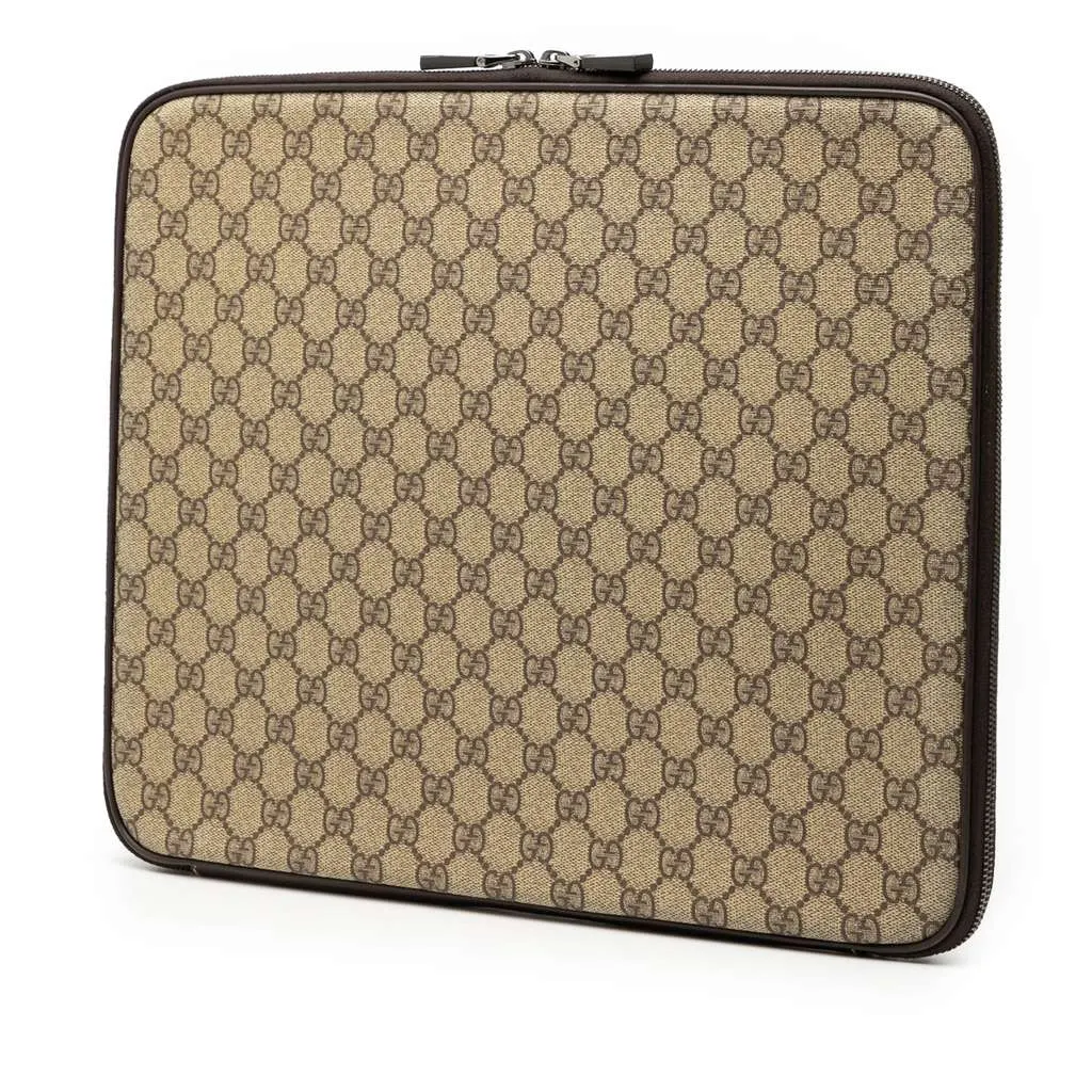 Gucci GG Supreme Laptop Case Brown Canvas Very good - Back View