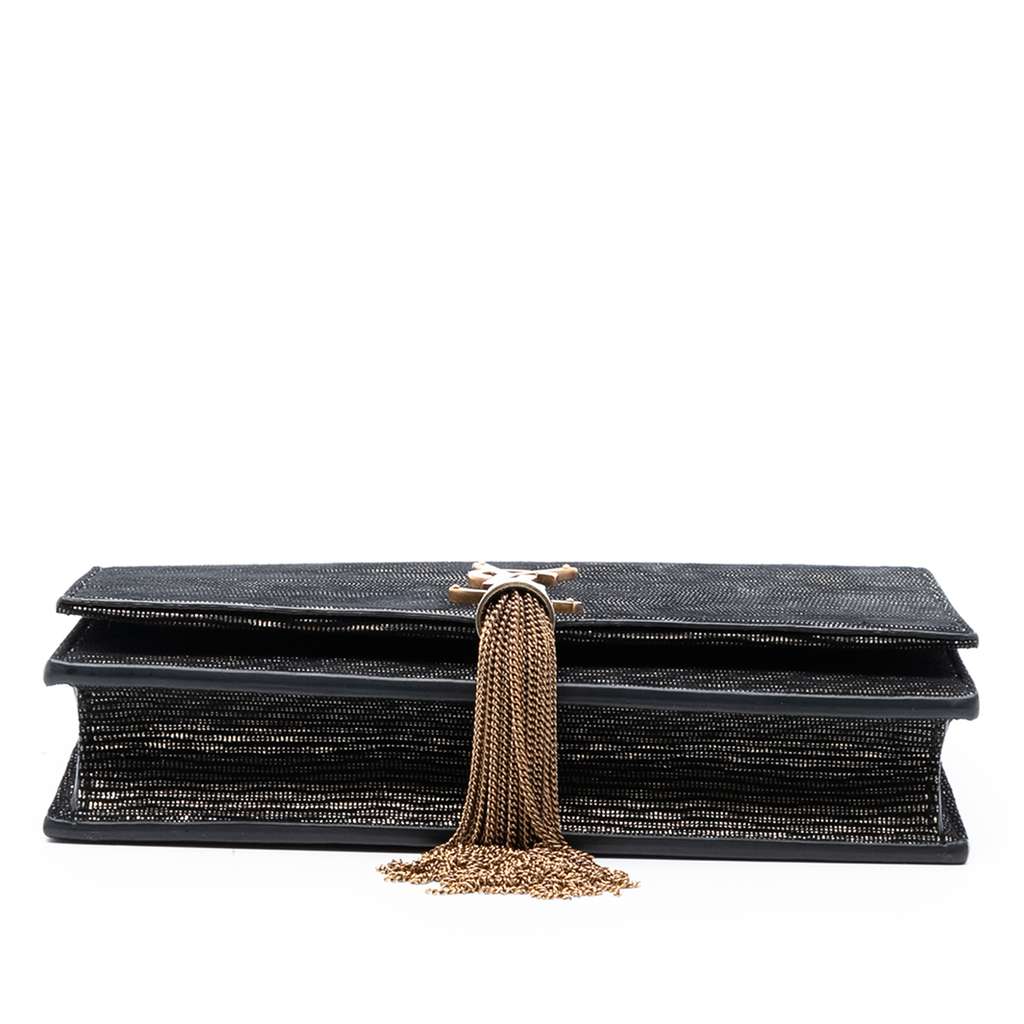 Saint Laurent Suede Monogram Kate Tassel Wallet on Chain - 3