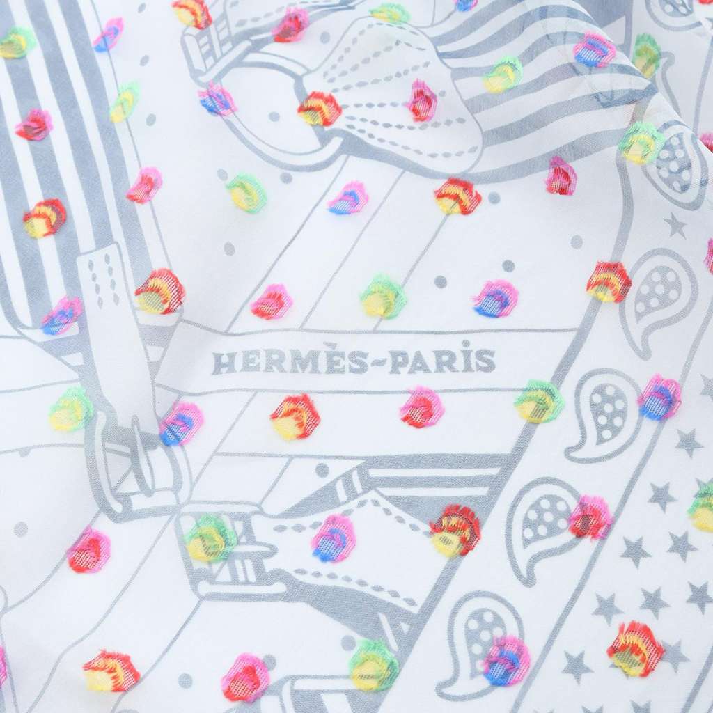 Hermès Sangles En Zig Zag Pois Rainbow Silk Acetate Scarf - 4