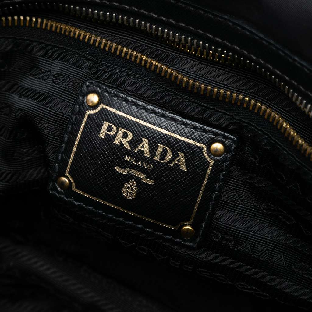 Prada Saffiano Trimmed Tessuto Logo Satchel - 5