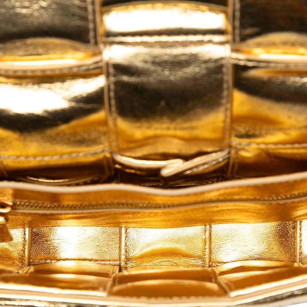 Bottega Veneta Metallic Calfskin Intreccio Plisse Cassette Crossbody - 4