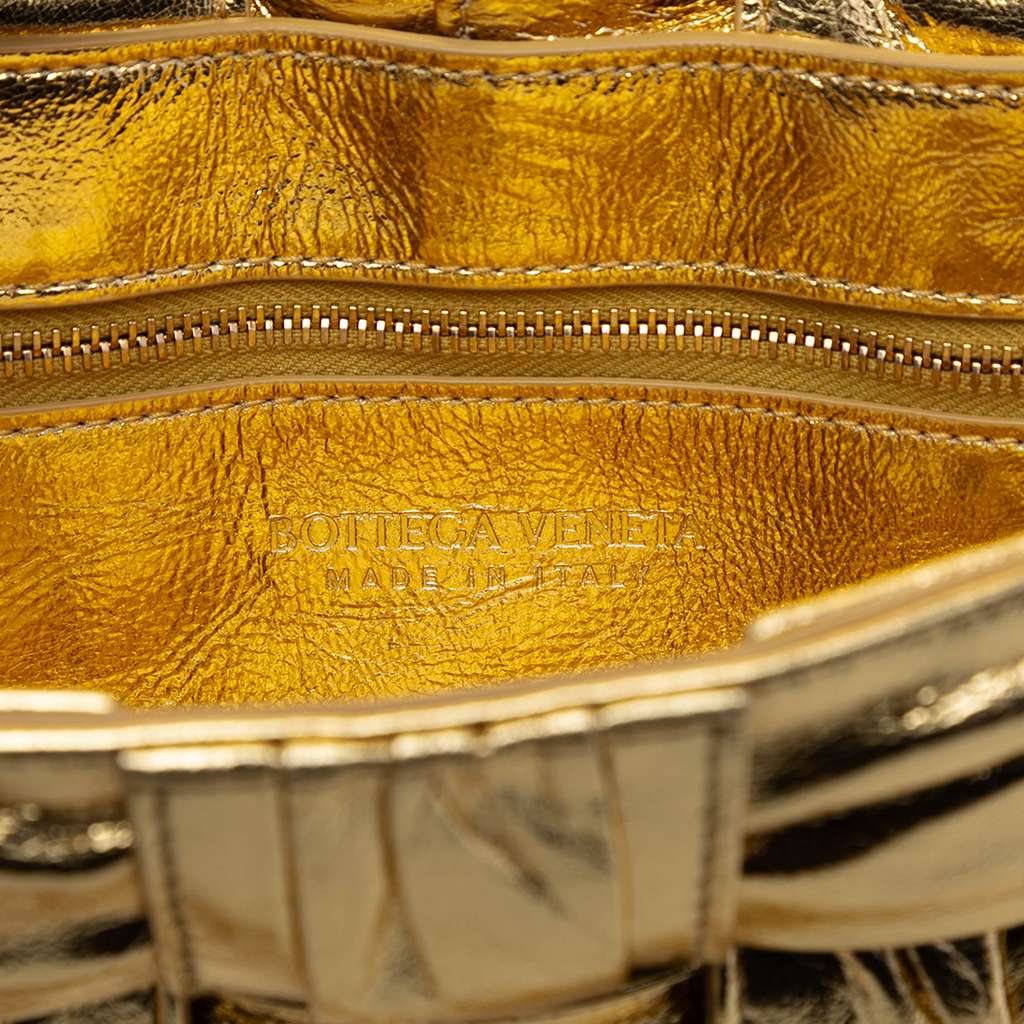 Bottega Veneta Metallic Calfskin Intreccio Plisse Cassette Crossbody - 5