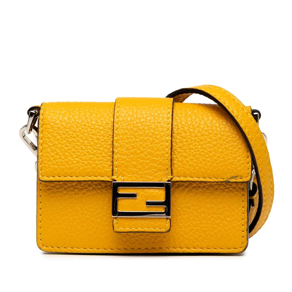 Fendi Micro Leather Flat Baguette Crossbody