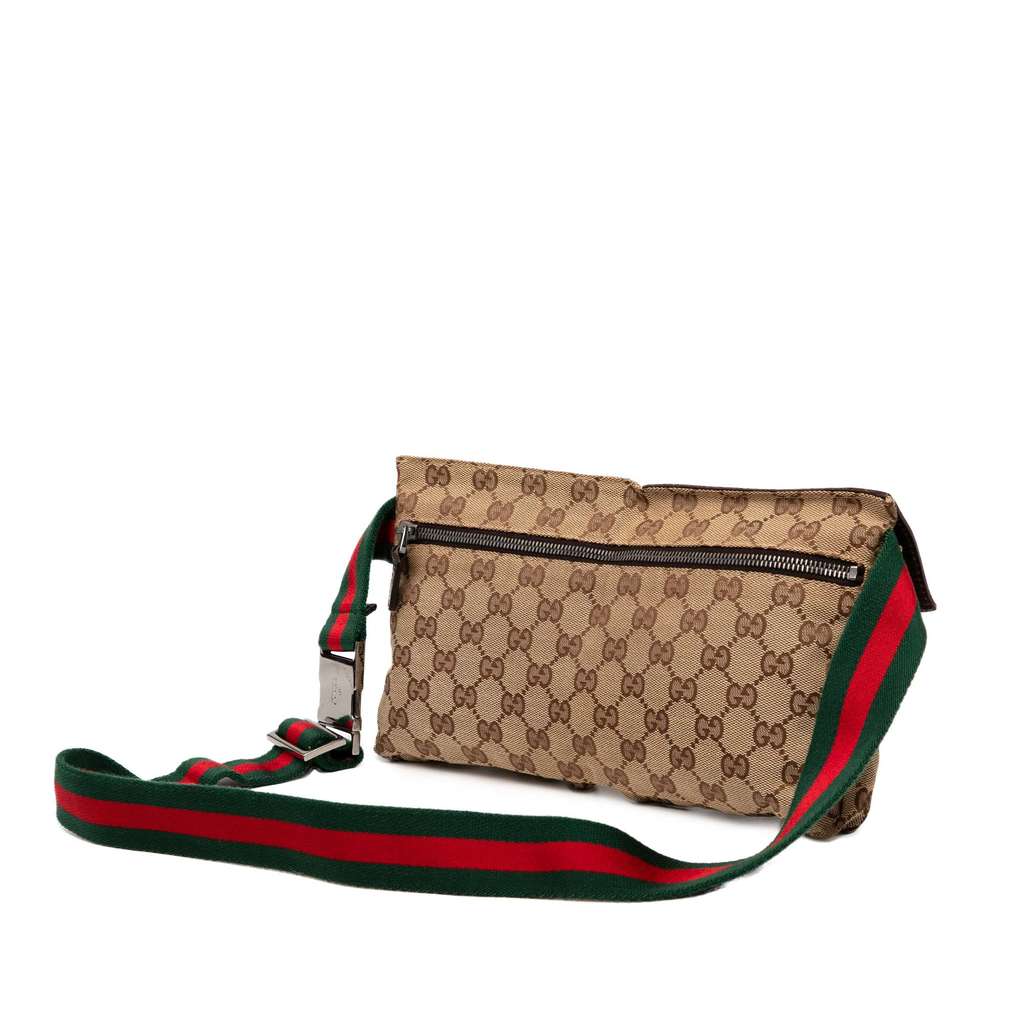 Gucci GG Canvas Web Double Pocket Belt Bag - 2