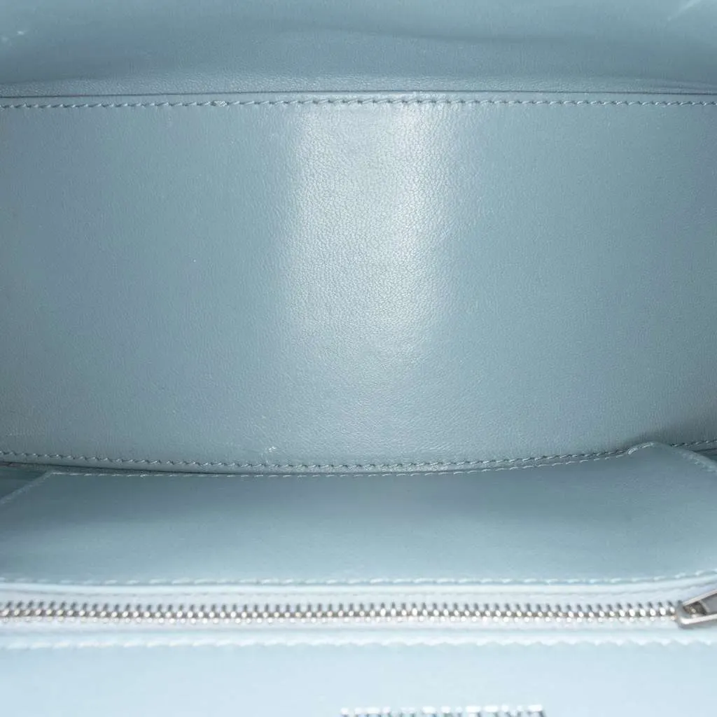 Balenciaga Small Croc Embossed Hourglass Top Handle Bag Blue Leather Very good - Model View