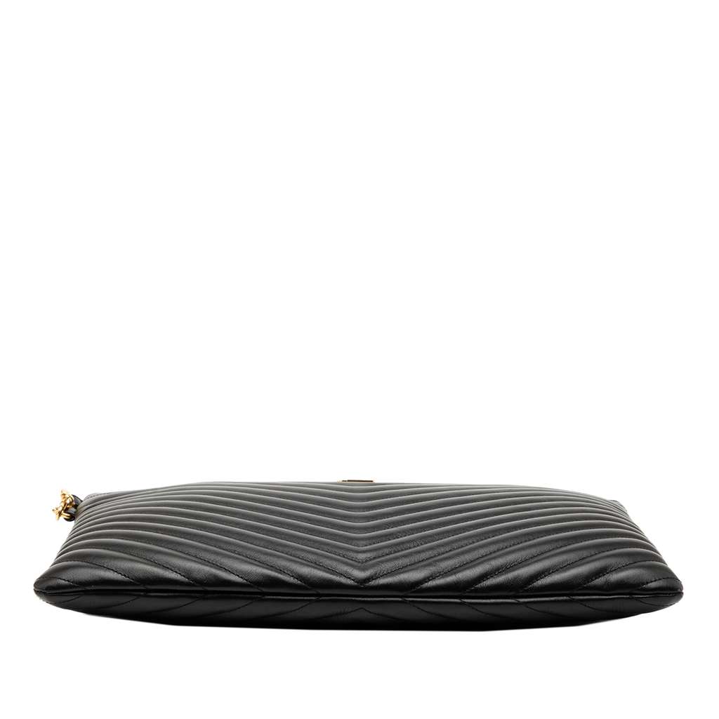 Saint Laurent Quilted Chevron Leather Monogram Document Holder - 3