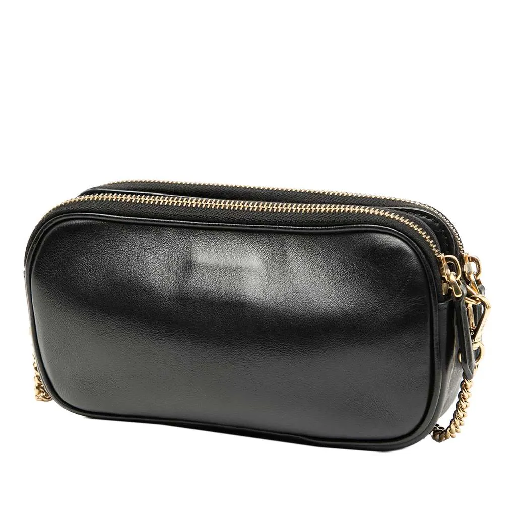 Fendi Leather Easy 2 Baguette Crossbody Black Leather Very good - Back View