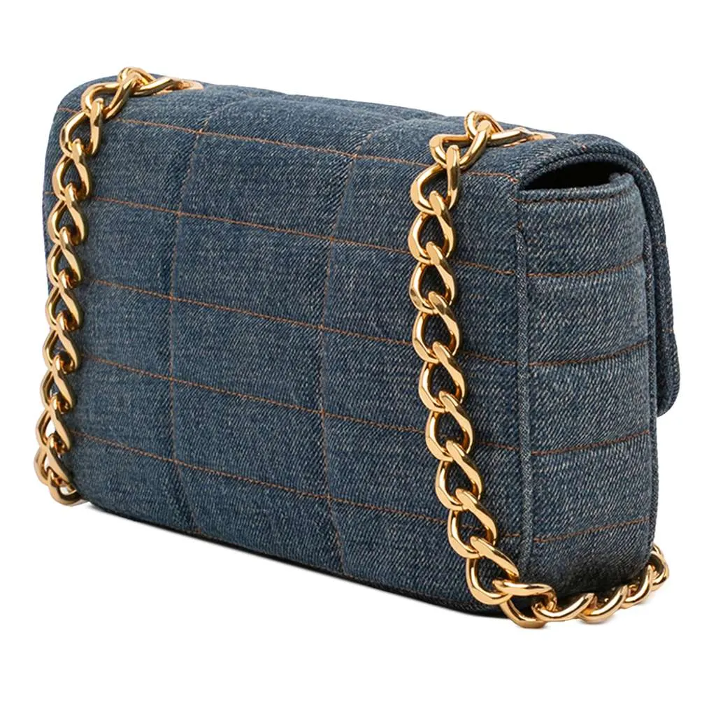 Celine Matelasse Denim Monochrome Chain Shoulder Bag Blue Denim Very good - Back View