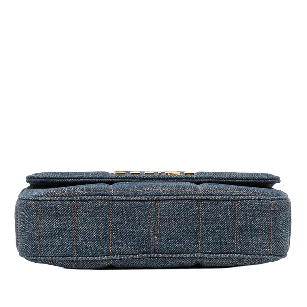 Celine Matelasse Denim Monochrome Chain Shoulder Bag - 3