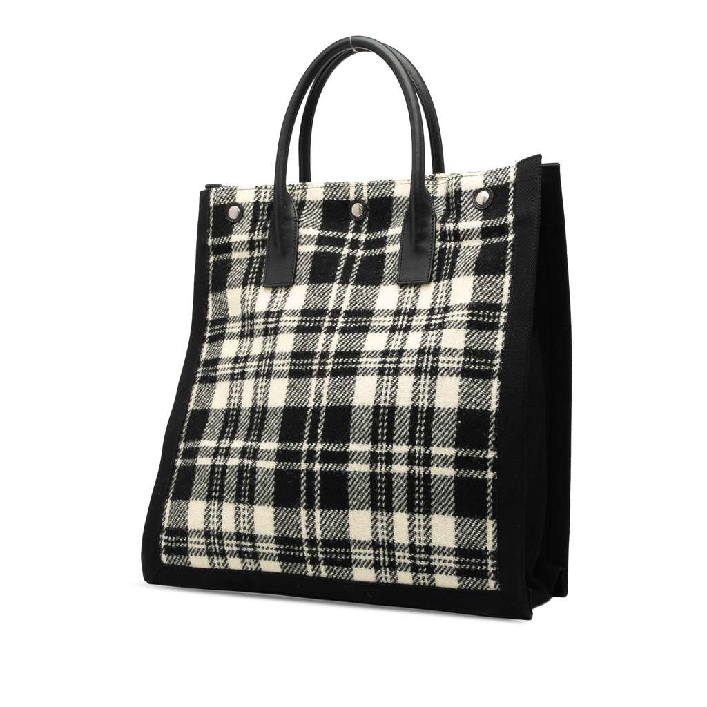 Saint Laurent Plaid Wool Rive Gauche North South Tote - 2