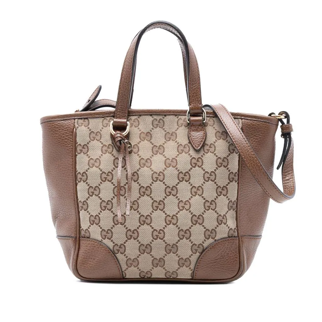Gucci Small GG Canvas Bree Satchel Brown Canvas Good - Front View