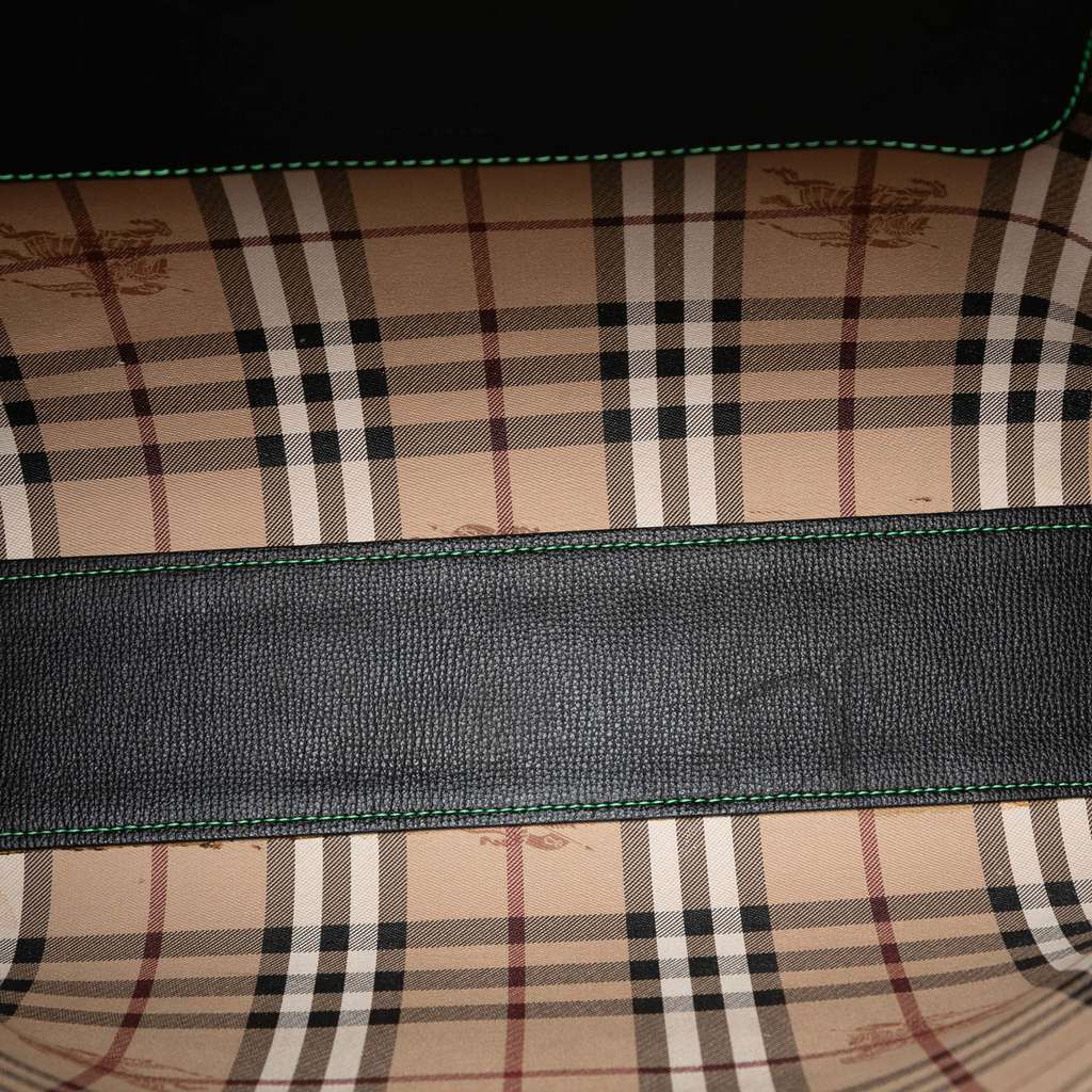 Burberry Grained Leather and Haymarket Check Coated Canvas Reversible North South Tote - 4