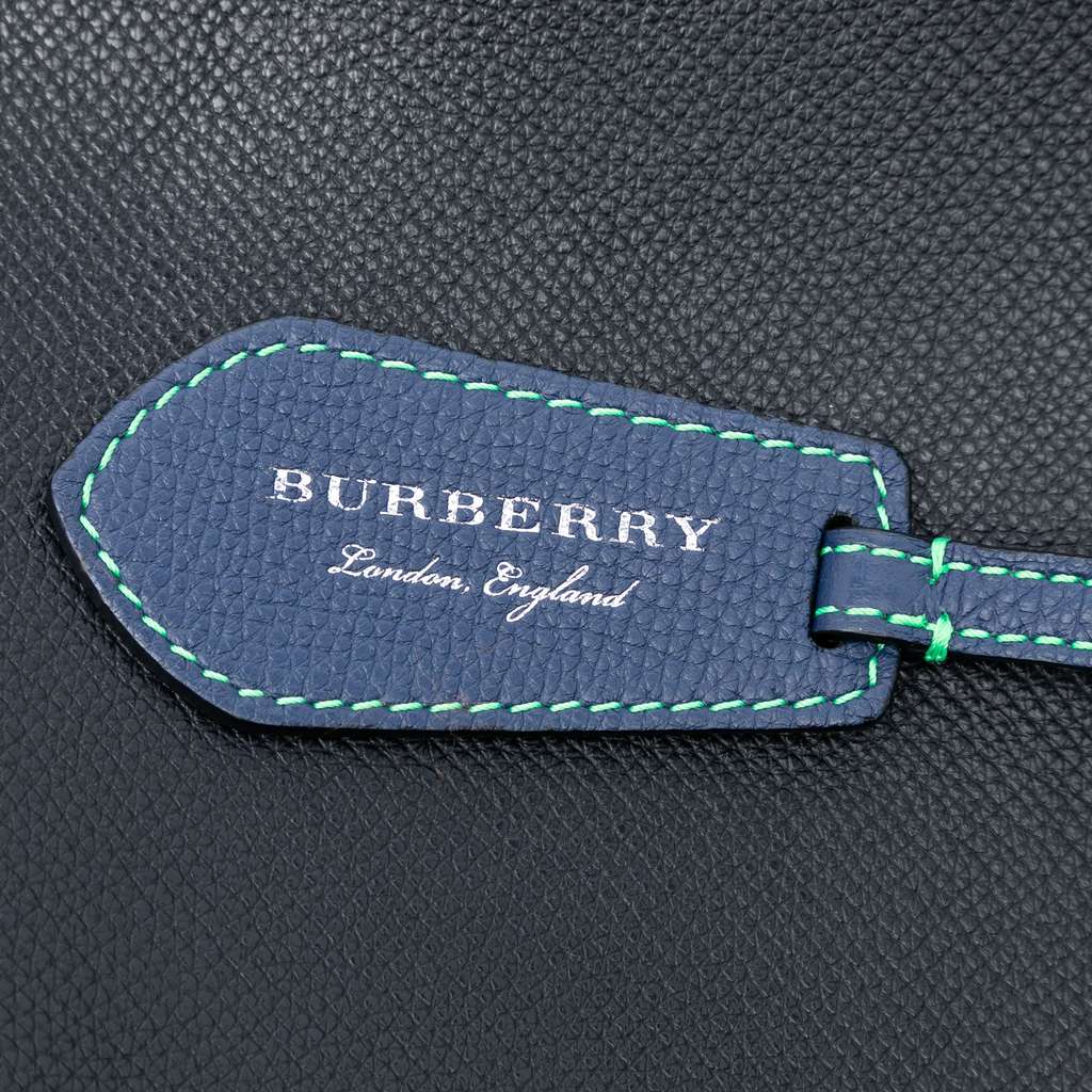 Burberry Grained Leather and Haymarket Check Coated Canvas Reversible North South Tote - 5