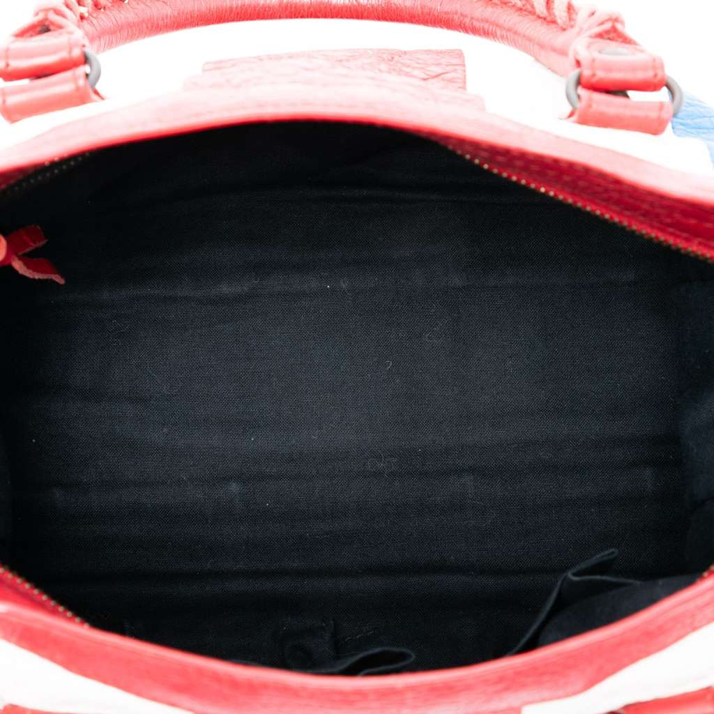 Balenciaga Small Lambskin Motocross Classic Striped City Satchel - 4