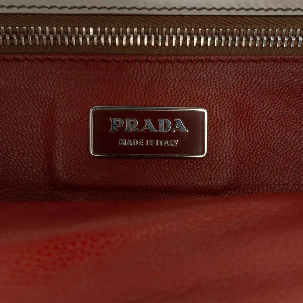 Prada Spazzolato Logo Frame Shoulder Bag Brown Leather Good - Box View