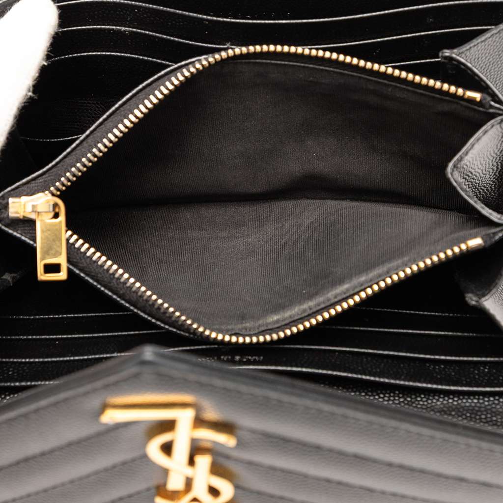 Saint Laurent Grain De Poudre Matelasse Chevron Monogram Flap Wallet - 4