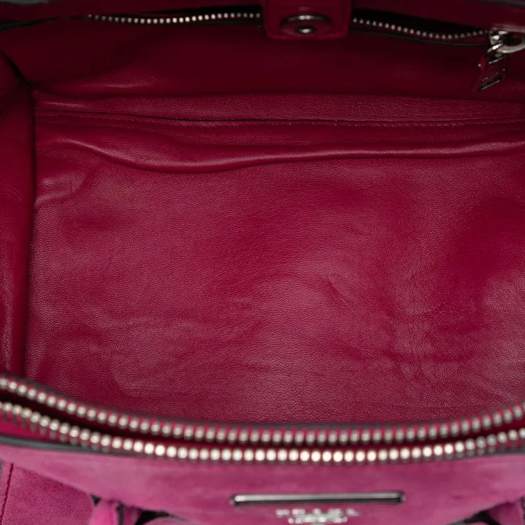 Prada Small Scamosciato Twin Pocket Satchel Pink Leather Very good - Model View