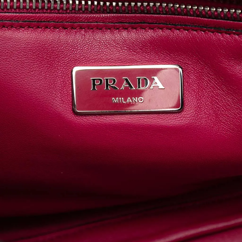 Prada Small Scamosciato Twin Pocket Satchel Pink Leather Very good - Box View