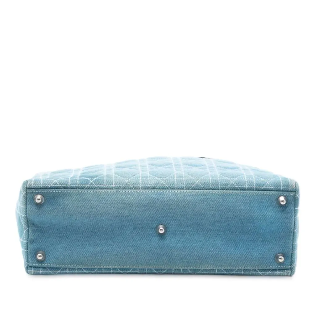 Dior Large Denim Cannage Acrylic Handles Lady Dior Blue Denim Very good - Inside View