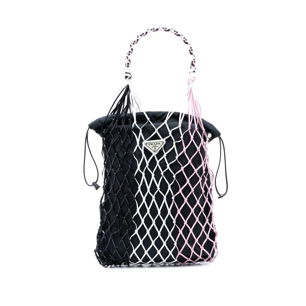 Prada Tessuto and Tricolor Rete Drawstring Tote