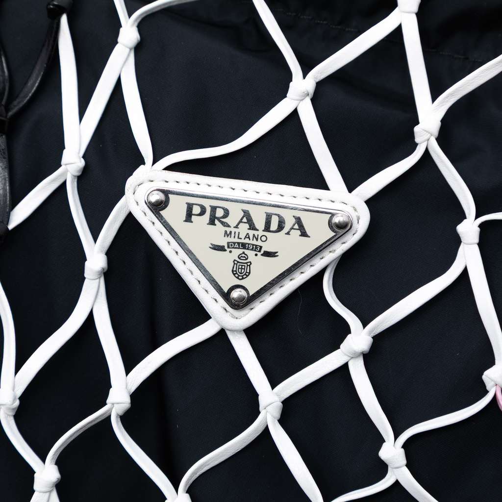 Prada Tessuto and Tricolor Rete Drawstring Tote - 5