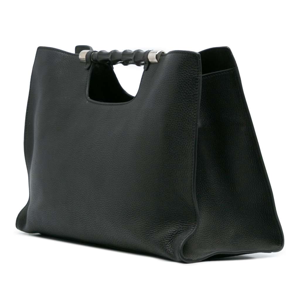 Gucci Medium Calfskin Bamboo Daily Shopper Satchel - 2