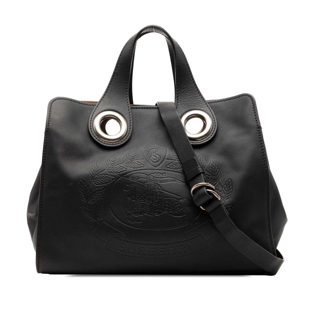 Burberry Crest Embossed Smooth Calfskin Grommet Satchel