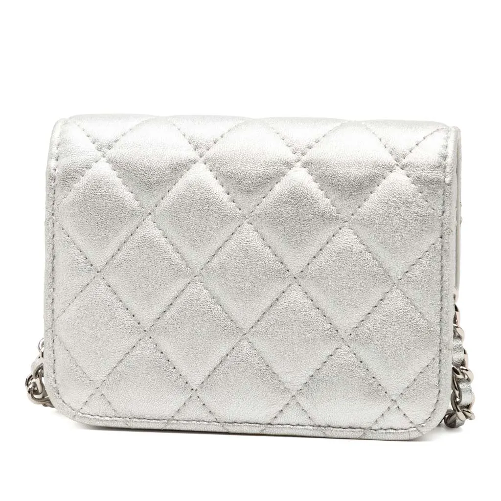 Chanel Metallic Lambskin Crystal Star Chain Belt Bag Silver Leather Good - Back View