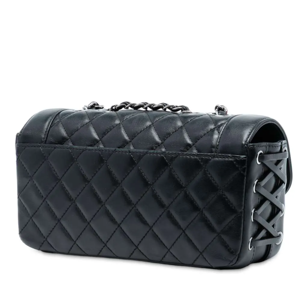 Chanel Small Quilted Lambskin Mademoiselle Chic Flap Black Leather Good - Back View