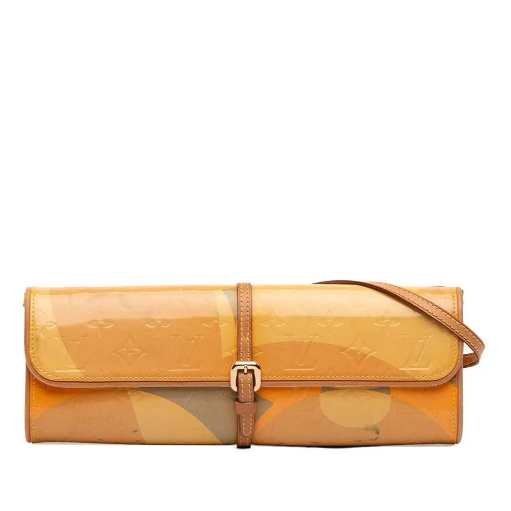 Louis Vuitton Monogram Vernis Fleurs Pochette Yellow Leather Very good - Front View